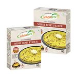 Wheafree Missi Roti Gluten Free Flour (Pack of 2 x 1Kg each) | Soya Free | Lactose Free | Diabetic Friendly | Spiced with Indian Seeds and Herbs | Rich in Protein, Vitamins, Minerals and Micronutrients