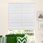 CALYX INTERIORS Fabric Roman Shade with White Backing, Light Filtering, Cordless, Polyester, 22" W X 60" H, Cloud White