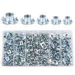 151 Pcs Four Pronged T-Nut Assortment, Threaded Insert Tee Nuts Kit,Captive Blind Connecting Bolt Fixings,For Wood Furniture, Brackets And Cabinets (M4/M5/M6/M8/M10)