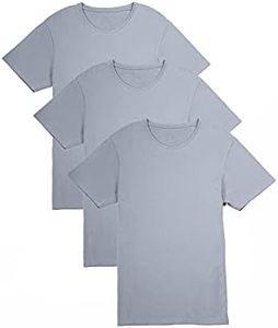 Fishers Finery Men's Classic Crew Neck Comfort Soft Keep Tucked Undershirt - Breathable Cotton Modal Blend T-Shirt, 3 Pack Sky Gray, Large