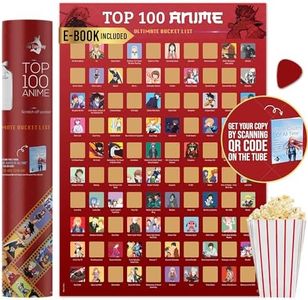 Me Time Joy Top 100 Anime Scratch Off Poster - Anime Stocking Stuffer - With Scratching Tool – 100 Anime Bucket List Series