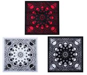 GERINLY Skull Bandanas Square Handkerchiefs for Halloween Fashion Skeleton Headwrap for Men Cotton Hip Hop Style Bandana Wraps Gothic Accessories (MultiSkulls)