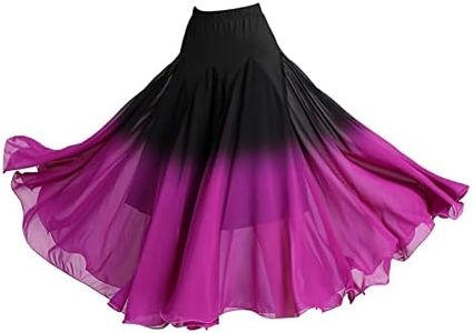 ａ aternee Women's Ballroom Dance Skirt, Belly Dancing Dress Long Swing Wrap Skirts Ballet Practice Performance Party Dress Weekend Wedding, L