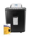 150 Sheet Auto Feed Shredder: Heavy Duty Operation, High P-5 Security, Long 30 Minute Duration - includes 10 Pack Shredder Lubricant Sheets