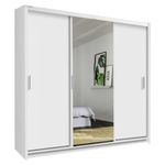 Ibaraki Modern 3 Door Stylish Sliding Mirror Wardrobe with Drawers and Hanging Rail (White)