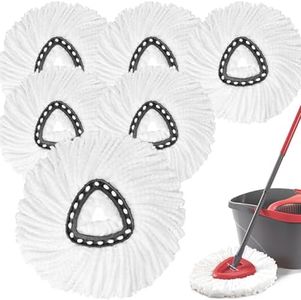 6 Pack White Spin Mop Replacement Heads, Mop Head Replacement 100% Microfiber, Deep Cleaning, Spin Mop Refill Replacement Head Compatible with 1-Tank System