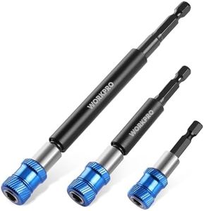 WORKPRO Drill Bit Extension Set, 3Pcs Magnetic Drill Screwdriver Bit Holder Extender with Aluminum Sleeve, 1/4 Inch Hex Quick Release Bit Holder for Impact Driver and Drill in 2-3/8",4", and 6"