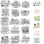 CRASPIRE Words Clear Stamps Happy Birthday Different Holiday Wishes Merry Christmas Reusable Retro Transparent Silicone Stamp Seals for Journaling Card Making Photo Album Decorative DIY