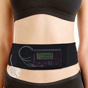 See Through Insulin Pump Belt Diabetic Holder Adults Medical Waist Pouch Band for T1D Diabetes Receiver Pumps Device Epipen Accessories Fanny Pack Women Men Black Large