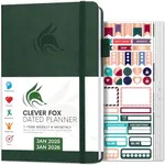 Clever Fox Dated Planner 2025-2026 – Weekly Life Planner Notebook for Goal Setting & Time Management – Planner with Habits Tracker, to-do List & Dated Pages – A5, Lasts 1 Year (Forest Green)