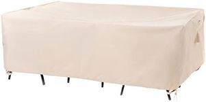 F&J Outdoors Patio Furniture Covers, Waterproof UV Resistant for Table & Chairs Set, Beige, 86"x44"