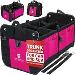 TRUNKCRATEPRO Trunk Organizer For Car, SUV, Car Organizers And Storage. Premium Adjustable Multi Compartments Durable Foldable Gift, Car Accessories W 2 Straps (Regular, Black) 23.6" Lx14.6 Wx12.5 H