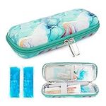 Insulin Cooler Travel Case, Epi Pen Carrying Bag with 2 Ice Pack, Small EVA Diabetic Insulated Organizer Portable Cooling Bag for Medication Cooling Insulation by YOUSHARES (Marble Green)