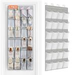 FENTEC Over Door Shoe Storage Organiser, 24 Mesh Pockets Over Door Shoe Organizer, 2 Pack Hanging Shoe Storage Door Shoe Rack, Sturdy Back of Door Organiser with Hooks for Bedroom Bathroom Wardrobe