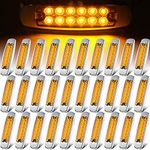 30 Pieces LED Side Marker Clearance Lamp 6.4 Inch Side Marker Lights Front Rear Side Marker Lamp 12 Diodes Trailer Trucks, Cab Marker, RV Marker Light Waterproof (Yellow)