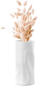 Navaris Vaso Alto da Interno 25 cm - Vaso Ceramica per Fiori - Vaso Bianco Moderno - Vaso a Forma di Sacchetto - Vasi Decorativi Interno Moderni Alti