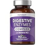 Digestive Enzymes Supplements with Betaine Hydrochloride | Providing Amylase, Lactase & Lipase | 90 Vegan Tablets | High Strength Complex | by Horbaach