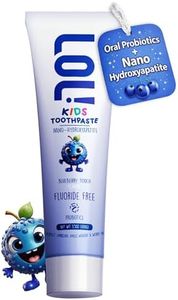 LOL Kids Toothpaste No Fluoride, Nano Hydroxyapatite Toothpaste, Probiotics, Xylitol Tooth Paste Kids | Remineralizing | Natural | Plant-Based Foam | Pasta De Dientes para Niños (Blueberry 3.5oz)