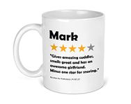 Personalised Boyfriend Review Mug, Custom Boy Friend Rating Mug, Valentines Gift for Him, Christmas, Husband Anniversary Present, Funny Joke Cup