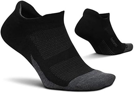(Large, Black) - Feetures Elite Max Cushion No Show Tab Athletic Running Socks for Men and Women