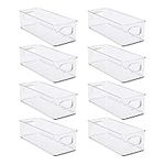 8 Pack Stackable Fridge Organizers, Clear Pantry Organizers and Storage Plastic Small Food Storage Bins Freezer Organizer Containers with Handle for Shelves Countertop Cabinet,10" L X 4" W X 3" H