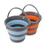 Tiawudi 2 Pack Collapsible Plastic Bucket With 2.6 Gallon (10L) Each,Foldable Round Tub For House Cleaning,Space Saving Outdoor Waterpot For Garden Or Camping,Portable Fishing Water Pail - Multicolor