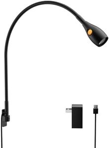 acegoo Wall Mounted Minimalist Bedside Reading Light, Wooden Headboard Mount Flexible Gooseneck Book Light, Handy Lamp Head Switch, CRI 98+ 4000K LED, Powered by USB