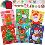 Motipuns 24 Sets Christmas Card Making Kits for Kids DIY Christmas Craft Make Your Own Greeting Card Making Kit Snowman Santa Craft for Kids Christmas Theme Party Decor Fun Home Activities