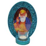 Treasure Hunt Guru Nanak Dev ji Photo Frame with Tealight Cup for Gift-Worship-Decoration Oval Shaped Dimension in 17 x 22 cms.(Blue)