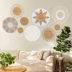 DETENE 9 Piezas Decoración de Cesta de Pared Arte de Pared de Cesta Bohemia Tejida a Mano Decoración de Pared Bohemia de Ratán Pared Sala de Estar o Dormitorio