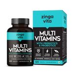 Zingavita Multivitamin (120 Tablets) for Men & Women | With 43 Essential Nutrients like Zinc, Vitamin C, D, Biotin & Probiotics for Gut Health, Daily Energy, Stamina & Muscles Recover