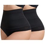 GOLD CARP Thong Shapewear High Waist Trainer for Women Tummy Tuck Shaping Control Underwear Body Shape Support Slimmer Black+Black US(XL 8-10)