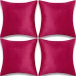 Yonous Throw Pillow Covers, Velvet Soft Decorative Cushion Case for Sofa Bedroom Car, Set of 4, 16x16 Inch, Wine Red