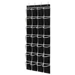 SAVERHO 28 Pockets Over the Door Shoe Organzier, Hanging Shoe Organizer for Door Large Capacity Shoe Storage Bag with 4 Metal Hooks (Black-1Pack)