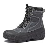 LONDON FOG Breckenridge Snow Boots for Men - Leather Waterproof, Lined Insulated Men’s Winter Snow Boots, Dark Grey, 8 UK