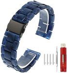 Kai Tian Watch Band 22mm Removable Links Lightweight Blue Resin Replacement Band for Men Women Quick Release Watch Strap with Metal Buckle