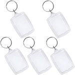 5pcs Photo Keyring,Blank Photo Keyrings Double Sided Blank Insert Keychain Acrylic Clear Photo Key Rings with Split Ring,Personalised Photo Key Fob,Small Picture Frames for Family,Friends,Gifts&Craft