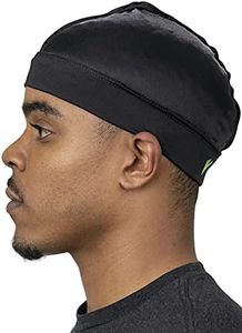 Veeta Superior Wave Cap - Smooth Silky Fabric | Maximum Compression Wave Cap | Soft Elastic Headband | Outside Seam Stitching (Black)