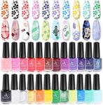 Biutee Nail Stamping Polish 24 Colors 8ML Stamping Gel Polish for Stamping Plate Nail Stamp Polish Air Dry Gel Stamping Polish Solid Color Manicure Print Nail Polish with Gift Box