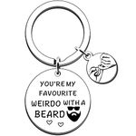 JMIMO Funny Gifts for Boyfriend Husband Beard Gifts for Men Valentine's Day Anniversary Birthday Gifts for Him You're My Favorite Weirdo Keyring