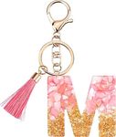 Rohans Pink and Gold Resin Alphabet Initial Letter Keychain, Bag Charm, Key Ring with Lobster Clasp (M)