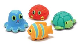 Melissa & Doug Sunny Patch Seaside Sidekicks Squirters With 4 Squeeze-and-Squirt Animals - Water Toys for Kids