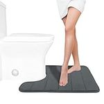 Yimobra Memory Foam Toilet Bath Mat U-Shaped Contour Rug Maximum Absorbent, Soft and Comfortable, Non-Slip, Thick, Machine Wash and Easier to Dry for Bathroom Carpet, Dark Gray