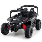COSTWAY 12V Kids Ride on Car, Electric UTV Truck with Remote Control, LED Lights, Music, Horn, Forward/Backward Function, 2 Motors Battery Powered Vehicle Toy for 3+ Years Old (Black)