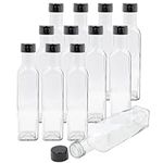 12 Pack Clear Glass Bottles with Lids, 250ml/8.5oz Square Glass Liquor Bottle, Spirit Sauce Bottles Vintage Drinking Bottles for Dressings Oils Milk Juicing Honey