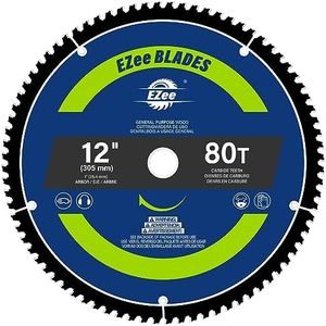 EZee 12 Inch 80 Teeth with 1 Inch Arbor Circular Saw Blades,0.09 Inch Thin Kerf,Tungsten Carbide Tipped(TCT) ATB Teeth Fine Finish for Various Wood Cutting,Miter Saw/Table Saw,Max RPM 4000(1-Pack)