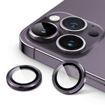 JETech Camera Lens Protector for iPhone 14 Pro 6.1-Inch and iPhone 14 Pro Max 6.7-Inch, 9H Tempered Glass Metal Individual Ring Cover, HD Clear, 1 Set (Deep Purple)