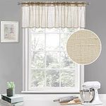 MIULEE Linen Textured Window Treatment Valance Rod Pocket Solid Semi Sheer Curtain for Small Half Window 1 Piece 60 Inches x 18 Inches, Natural