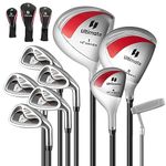 GYMAX Complete Golf Club Set for Women, 12 PCS Right Hand Golf Set with #1 Driver & #3 Fairway & #4 Hybrid & #6/#7/#8/#9/#P Irons, Putter & Head Covers, Ladies Golf Clubs Full Set (Red, Clubs Only)