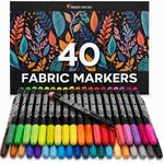 Zenacolor Fabric Pens - Set of 40 - Non Toxic, Indelible and Permanent Fabric Paint, Pens Fine Point Tip - Fine Point Textile Marker Pen